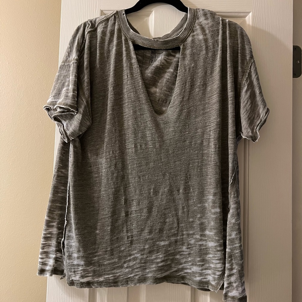 Green distressed free people top